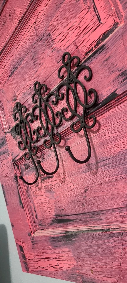 Abrigo y monedero Shabby Chic rosa y negro grande hecho a mano desde la puerta Foto 4 de 4