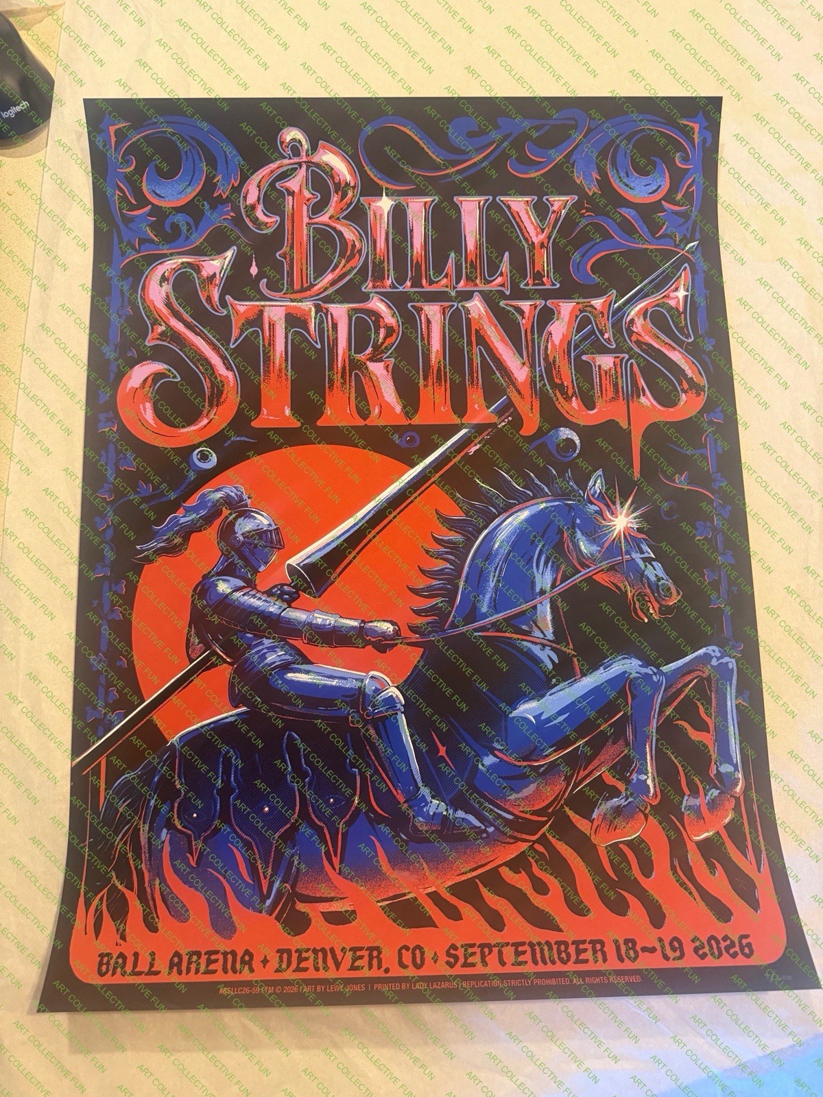 Billy Strings poster Denver CO Ball Arena Sept 18 19 2026 LEWY JONES LE250