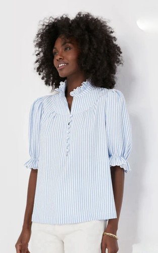 Camicetta Selena Tuckernuck+Pomander Place blu+bianca a righe | XL | Nuova con etichette