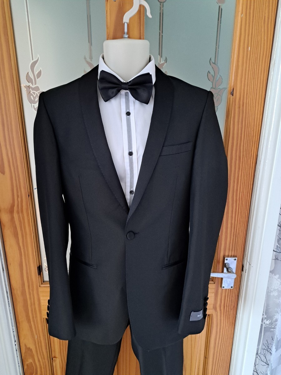BNWT MARKS SPENCER M/WASH TUXEDO DINNER SUIT 34L JKT/ LONG PANTS