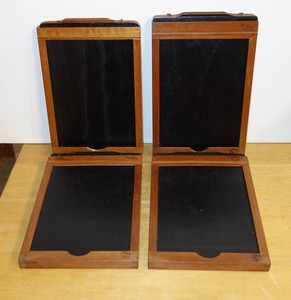 Four Wooden Century View 5x7 Cut Glass Film Holders