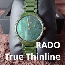 Rado True Thinline Green Dial Quartz Watch Ultra Slim High-Tech Ceramic Men's