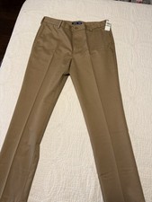 NWT Izod Men  s Dress Pants Tan 34X32 American Chino Straight Flat Front Cotton