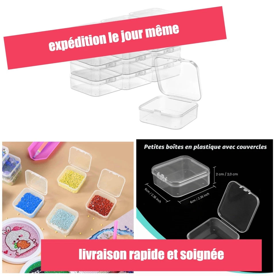 12 Boîtes rangement transparentes 6x6x2 cm avec couvercle TRUEIN - Photo 1/4
