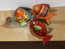 Set Of 3 Pier 1 One Imports ~ Fish Shaped ~ Candy/Trinket Bowls ~ Bright Colors