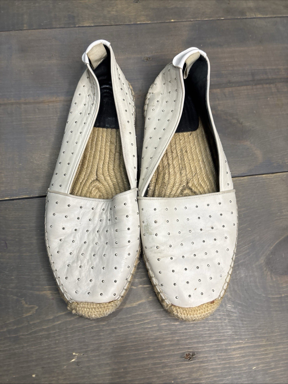 Espadrillas donna Saint Laurent taglia EU 41 pelle bianco design borchie