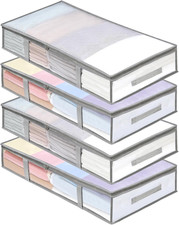 4 Packs under Bed Storage Containers Bins, Humid-Proof Plastic Underbed Storage