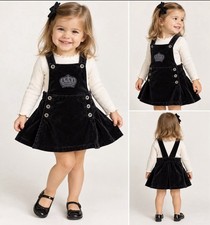 Burberry Baby Toddler Black Jumper Adjustable Velour Skirt Sz 2 Y