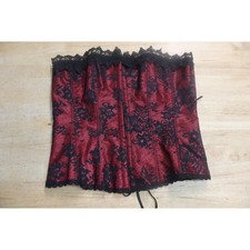 Fredericks of Hollywood Red Black Lace Corset Top 7610 Boned Lace Up Womens 36