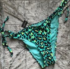 BNWT Dunnes Green Animal Print Bikini Bottom ONLY Size 8 Tie Up