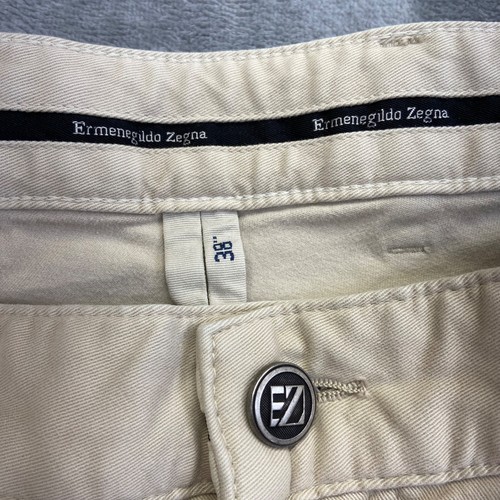 Ermenegildo Zegna Straight Chino Pants Men's 38 Beige Cotton Blend - Picture 4 of 11