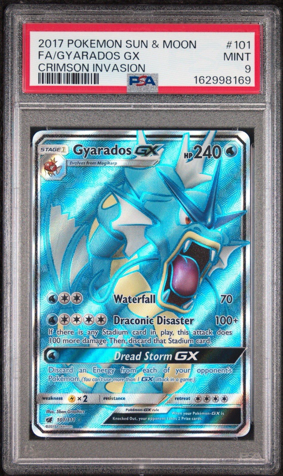 2017 POKEMON SUN & MOON CRIMSON INVASION #101 FULL ART/GYARADOS GX PSA 9