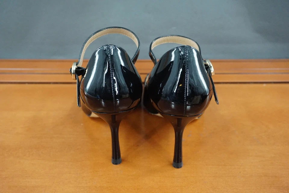 LK Bennett Camille Heels Womens 8 US Black Patent Leather Buckle Mary Jane Pumps - Image 4 of 4