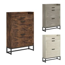 HOMCOM Narrow Shoe Cabinet with 2 Flip Doors and Top Drawer