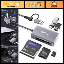 5-in-2 CFast Card Reader, USB 3.2 Gen 1 Adapter, 5Gbps, SD/TF Compatible with Wi