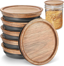 6-Pack Regular Mouth Wooden Mason Jar Lids for Ball/Mason/Kerr Jars, Natural Aca