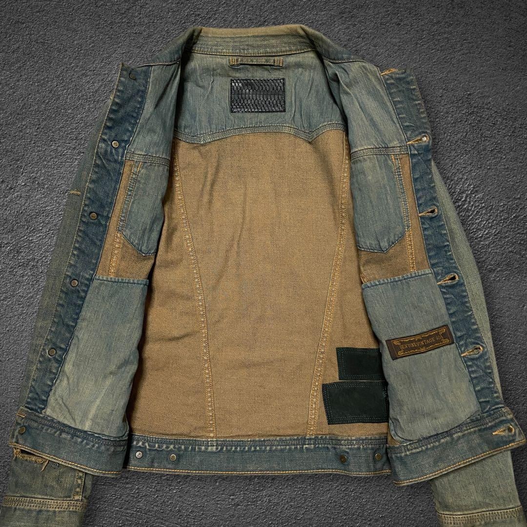 GOA Python Leather Patch Denim Jacket Vintage Y2K… - image 10