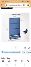 Blue Wall Mounted Shoe Cabinet Organizer 3 Shelves 56.3x31.5x5.9 in Storage Unit