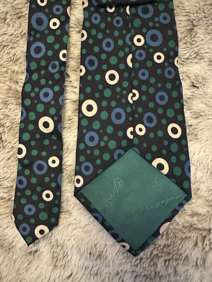 Corbata de Colección Turnbull And Asser Cuello Ancho Seda 4x58 Op Art Inglaterra Foto 4 de 4