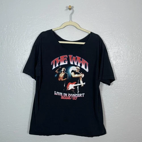 Vintage The Who Unisex XL Black Live in Concert 2006 2007 To 2000s vintage concert t-shirt, vintage, size XL, single stitch, B+ condition