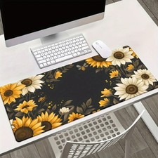 Contrast Floral Desk Mat: Sunflower Mouse Pad for Home Office  Botanical Decor