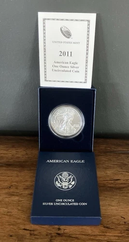 2011 W Uncirculated Silver American Eagle BU COA/OGP