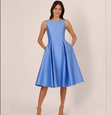 Adrianna Papell Women's Boat-Neck Fit & Flare Midi Dress Sz2 $160 (248)