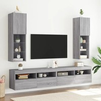 Tv-Schr?Nke Mit Led-Leuchten 2 Stk. Grau Sonoma 30,5X30X102 Cm