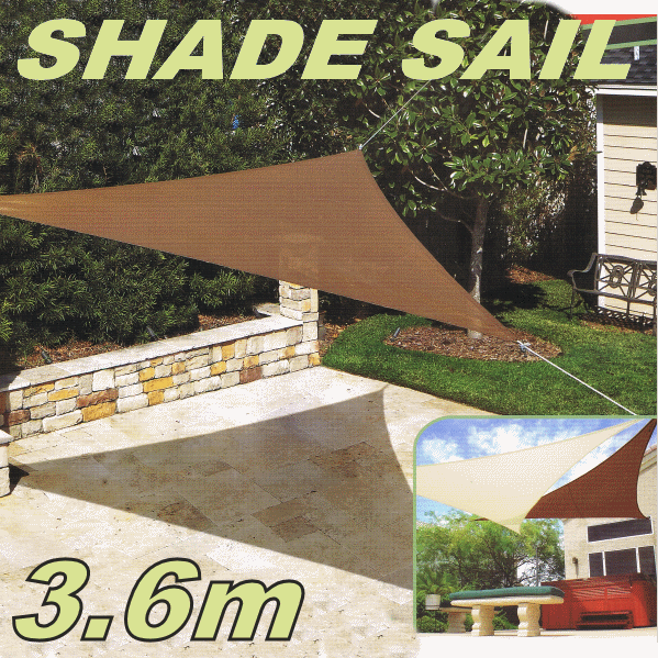 COOLAROO TRIANGLE READY TO HANG SHADE SAIL MOCHA 11.8FT 3.6M CANOPY NEW RRP £85