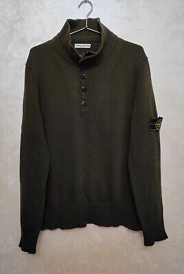Stone Island Brown Vintage 100% Wool 1/4 Zip Button Sweater Stone Island Brown Vintage 100% Wool 1/4 Zip Button Sweater