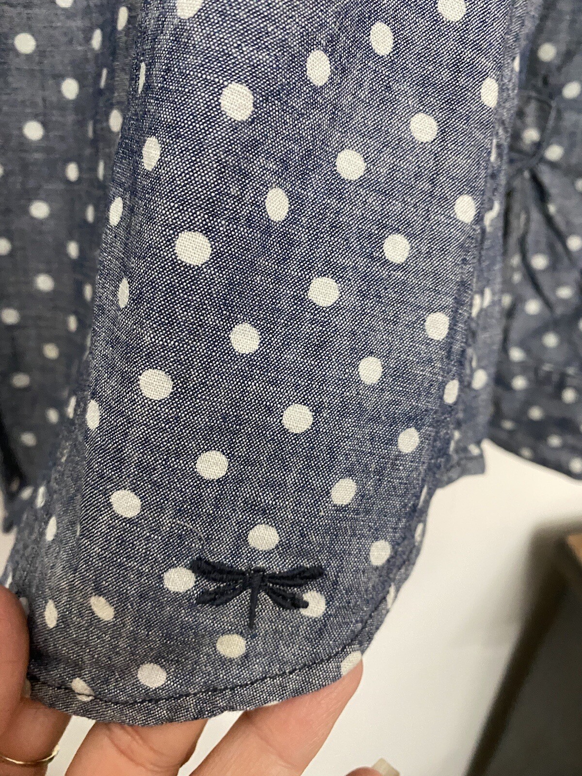 Talbots Polka Dot Chambray Button Down Shirt Wome… - image 4