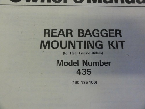 Cub Cadet Rear Bagger Mounting Kit Model 435 Owner's Manual - Picture 2 of 4