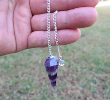 Amethyst Faceted Cone Crystal Dowsing Pendulum Divination Tool