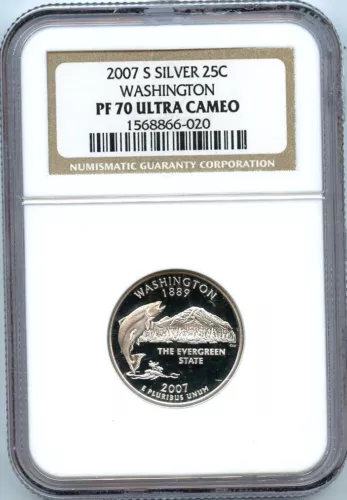  2007 S Washington State Silver Quarter NGC PF70 UCAM 25c Graded Certified Coin