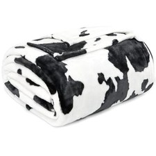 Fleece Kids Blankets Cute Small Soft Blanket 40x50 IN Cowthrowblanket-black