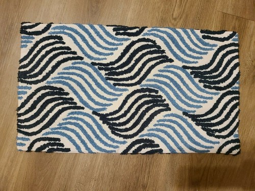 West Elm "Black/Blue Waves" 12" X 21" Pillow Cover