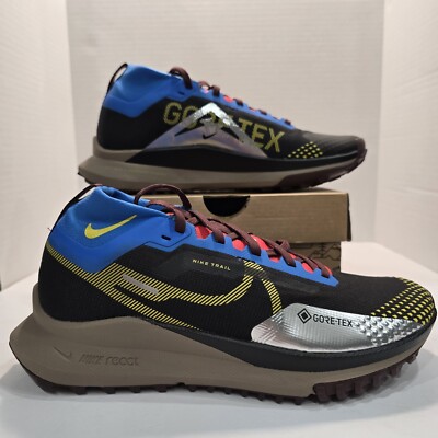 Nike React Pegasus Trail 4 GTX Blk/Vivid Sulfur/Blue Mens Size 7.5 DJ7926 003 