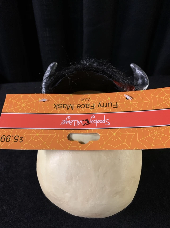 SPOOKY VILLAGE ADULT CHINLESS CRAZIES HORNED DEVIL CREEPY HALLOWEEN MASK  NWT - Image 3 of 4