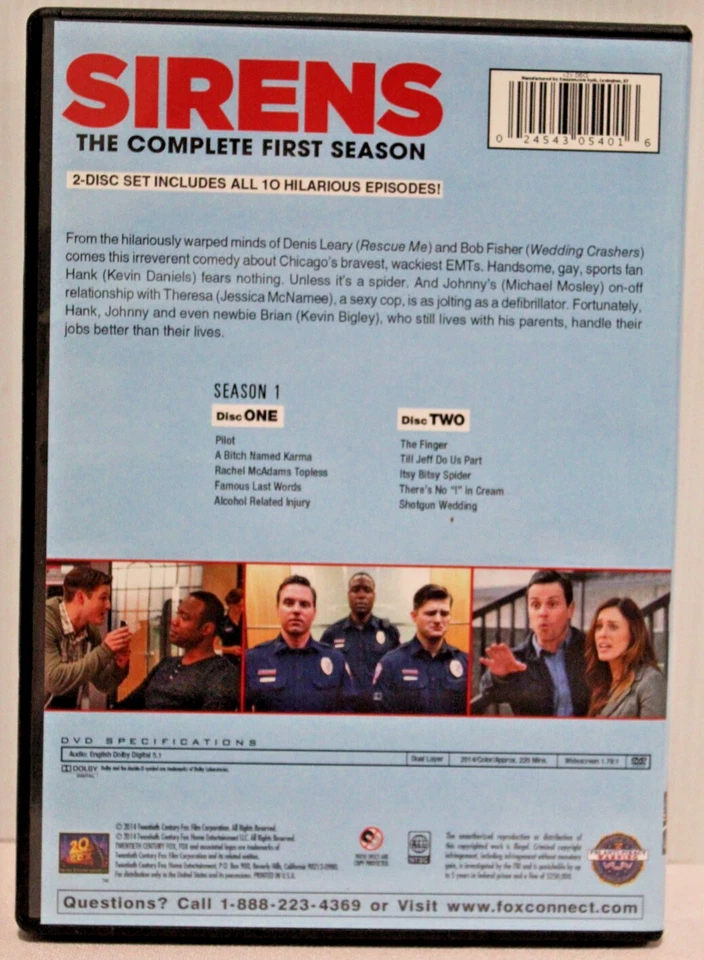 Sirens DVD Complete Season 1 & 2 US Sitcom EMTs Medical Responder Crude Comedy - Image 4 of 4