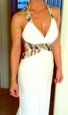 David  s Bridal Sequined Cross Back Gown Paid 300