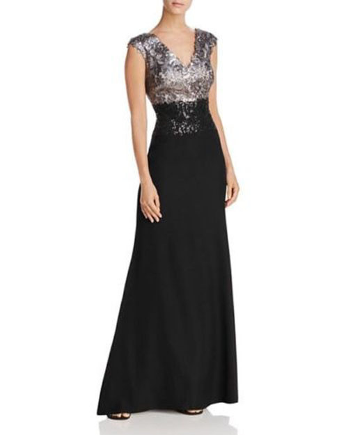 long sleeve lace dave and johnny short prom dress Dave & Johnny Sheer-Bodice Long Prom Dress