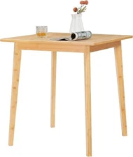 HOOBRO Bamboo Dining Table Square Dining Table for 2 27.6" Kitchen Table