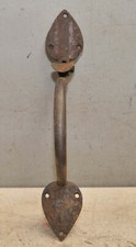 Antique blacksmith forged spade leaf design barn door handle & latch collectible