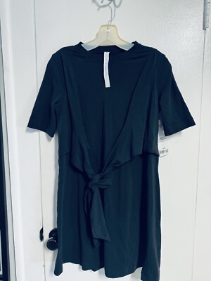 Lululemon Cotton Wrap-Front T-Shirt Dress SZ 2 Black New $98 | eBay