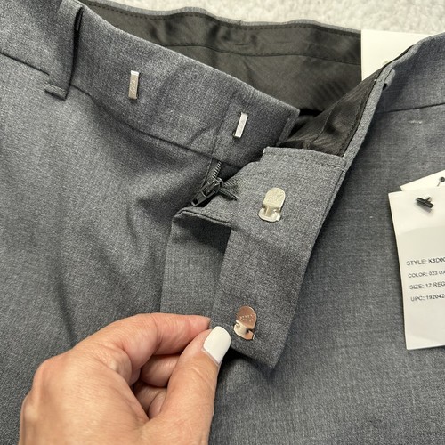 NWT Calvin Klein Boys Slim Dress Pants Flat Front Stretch Size 12 Gray - Picture 4 of 11