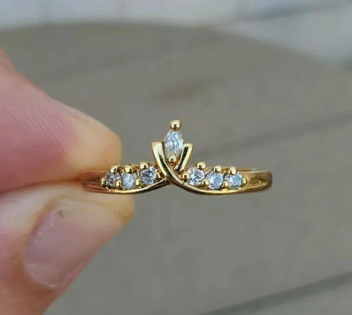 Vintage NV Gold Tone Crown Jewels Tiara Ring eBay
