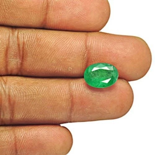 ZIMBABWE Esmeralda 4,15 Cts Natural Sin Tratar Medio Verde Ovalado Foto 3 de 3