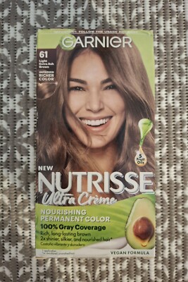 Garnier Nutrisse Nourishing Permanent Hair Color Creme, 61 Light Extra Ash Brown