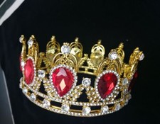 Queen Crown Gold Rhinestones Baroque Bridal Tiaras Wedding Bride Headdress