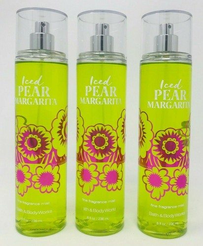 3 BATH & BODY WORKS ICED PEAR MARGARITA FINE FRAGRANCE MIST SPRAY 8 OZ